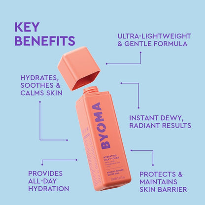 BYOMA Hydrating Milky Toner - Dewy, Ultra Hydrating Toner for Face - Soothes Skin, Locks in Moisture, Reduces Redness - Barrier Repair - 5.07 fl oz Avelisse