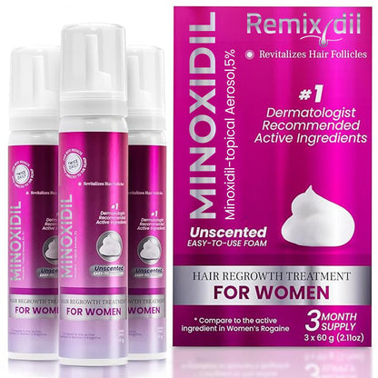 Minoxidil for Women 5% Hair Growth Treatment | Unscented Topical Foam | 3-Month Supply | Dermatologist Recommended Avelisse