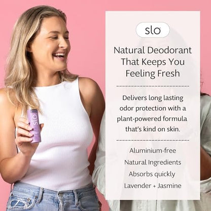 Slo Natural Deodorant - Lavender + Jasmine, All Natural Ingredients, Vegan & Cruelty Free, 1.94 oz