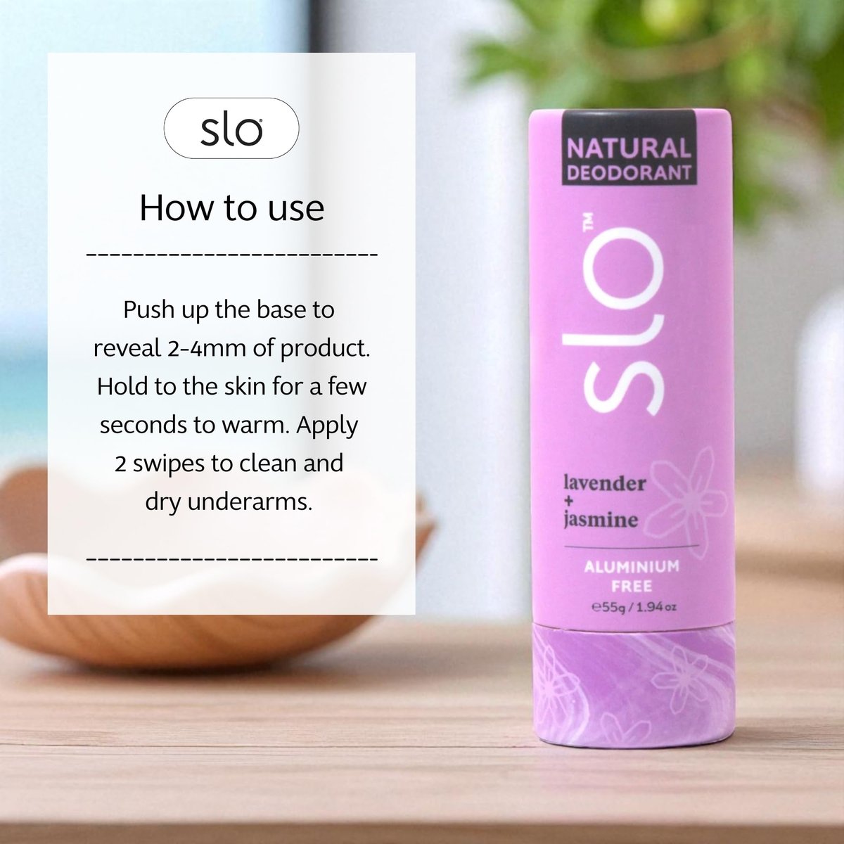 Slo Natural Deodorant - Lavender + Jasmine, All Natural Ingredients, Vegan & Cruelty Free, 1.94 oz - görsel 13