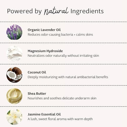 Slo Natural Deodorant - Lavender + Jasmine, All Natural Ingredients, Vegan & Cruelty Free, 1.94 oz