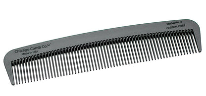 Chicago Comb Model 3 Carbon Fiber Fine-Tooth Comb – Made in USA, Anti-Static, 5.5 Inches (14 cm) – EDC Pocket Travel Comb for Hair and Beards Avelisse