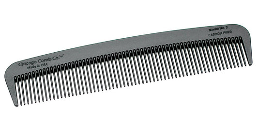 Chicago Comb Model 3 Carbon Fiber Fine-Tooth Comb – Made in USA, Anti-Static, 5.5 Inches (14 cm) – EDC Pocket Travel Comb for Hair and Beards Avelisse