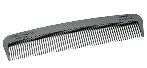 Chicago Comb Model 3 Carbon Fiber Fine-Tooth Comb – Made in USA, Anti-Static, 5.5 Inches (14 cm) – EDC Pocket Travel Comb for Hair and Beards Avelisse