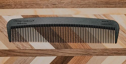 Chicago Comb Model 3 Carbon Fiber Fine-Tooth Comb – Made in USA, Anti-Static, 5.5 Inches (14 cm) – EDC Pocket Travel Comb for Hair and Beards Avelisse