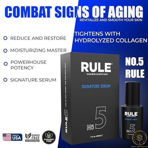 RULE No.5 Vitamin C Face Serum for Men - Anti-Aging Serum with Hyaluronic Acid, Caviar & Niacinamide, Brightening & Firming, 30 mL - görsel 8