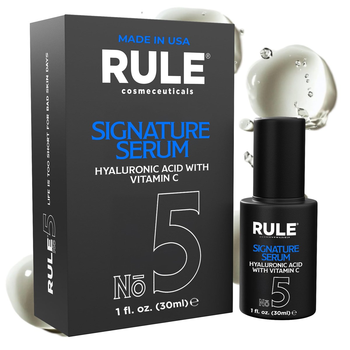RULE No.5 Vitamin C Face Serum for Men - Anti-Aging Serum with Hyaluronic Acid, Caviar & Niacinamide, Brightening & Firming, 30 mL - görsel 1