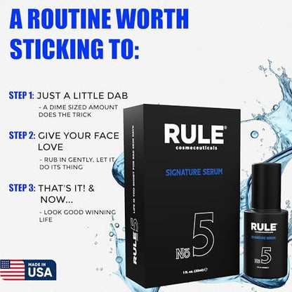 RULE No.5 Vitamin C Face Serum for Men - Anti-Aging Serum with Hyaluronic Acid, Caviar & Niacinamide, Brightening & Firming, 30 mL
