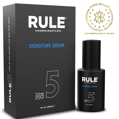 RULE No.5 Vitamin C Face Serum for Men - Anti-Aging Serum with Hyaluronic Acid, Caviar & Niacinamide, Brightening & Firming, 30 mL