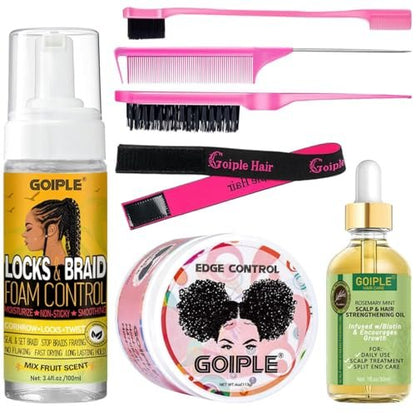 Goiple Edge Control Wax for Women - Strong Hold, Non-Greasy, Flake-Free Styling Wax for Black Hair with Rosemary Oil - Braiding Gel & Mousse for Shine (7-Pack, 0.57 oz each) Avelisse