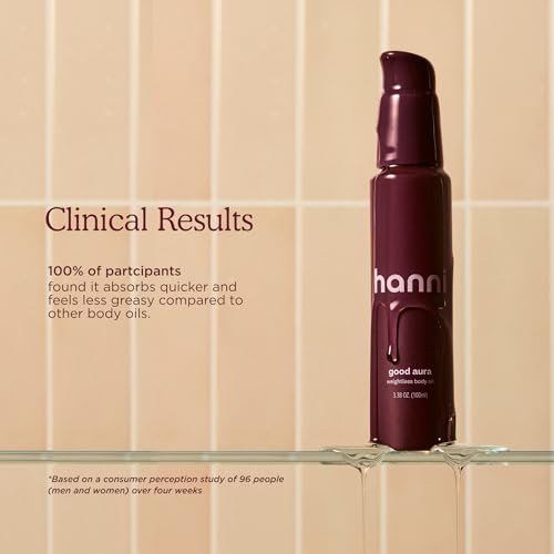 HANNI Good Aura Dry Body Oil - Lightweight After-Shower Moisturizer with Jojoba, Coconut, Baobab, and Buriti Oils, Non-Greasy Skincare for Soft Skin, 100 mL / 3.38 oz Avelisse