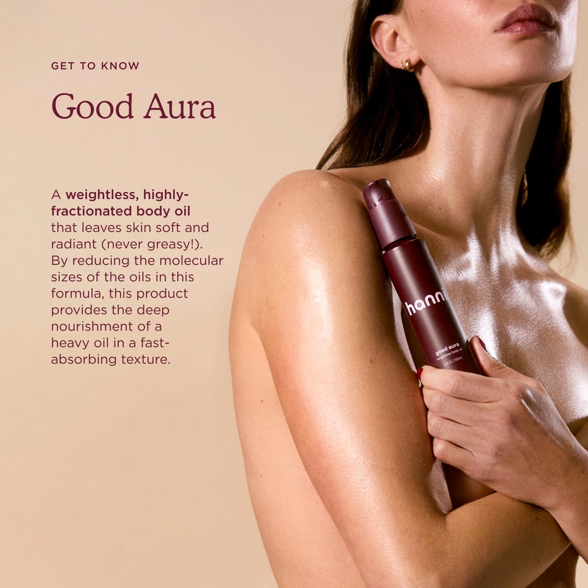 HANNI Good Aura Dry Body Oil - Lightweight After-Shower Moisturizer with Jojoba, Coconut, Baobab, and Buriti Oils, Non-Greasy Skincare for Soft Skin, 100 mL / 3.38 oz Avelisse