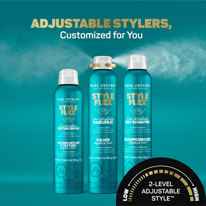 Marc Anthony Style Flex 2-in-1 Adjustable Hairspray - Flexible to Extra Strong Hold, Flake-Free Finishing & Styling Spray for Controlled Look, 9.5 oz