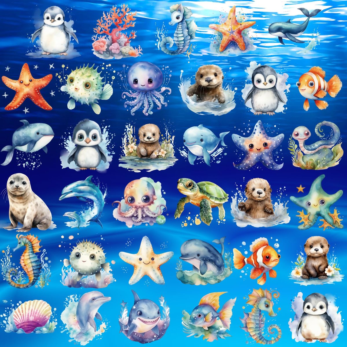 Fancy Land 140Pcs Ocean Animals Temporary Tattoos for Kids - Under the Sea Creature Individual Tattoos for Ocean Theme Birthday Party Favors, Baby Shower Supplies, Goodie Bag Stuffers - görsel 3