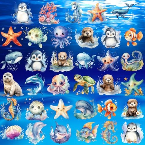 Fancy Land 140Pcs Ocean Animals Temporary Tattoos for Kids - Under the Sea Creature Individual Tattoos for Ocean Theme Birthday Party Favors, Baby Shower Supplies, Goodie Bag Stuffers - görsel 4