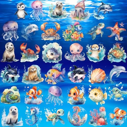 Fancy Land 140Pcs Ocean Animals Temporary Tattoos for Kids - Under the Sea Creature Individual Tattoos for Ocean Theme Birthday Party Favors, Baby Shower Supplies, Goodie Bag Stuffers - görsel 6