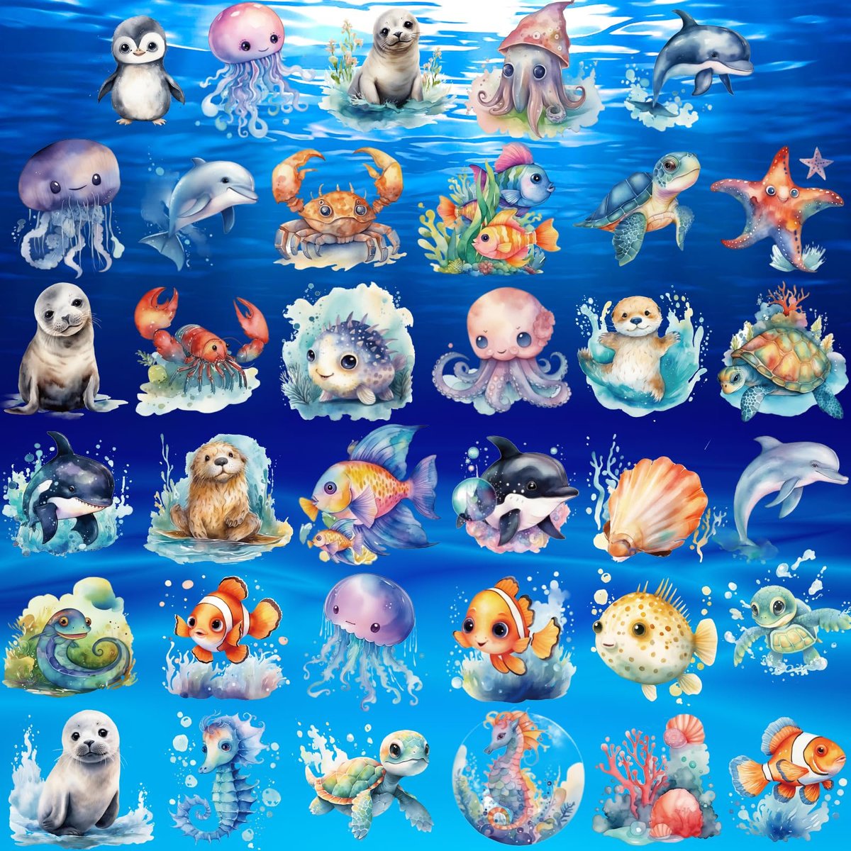 Fancy Land 140Pcs Ocean Animals Temporary Tattoos for Kids - Under the Sea Creature Individual Tattoos for Ocean Theme Birthday Party Favors, Baby Shower Supplies, Goodie Bag Stuffers - görsel 5
