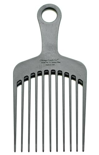 Chicago Comb Model 12 Carbon Fiber Anti-Static Wide-Tooth Pick - XL 7.5 Inches, Made in USA Avelisse
