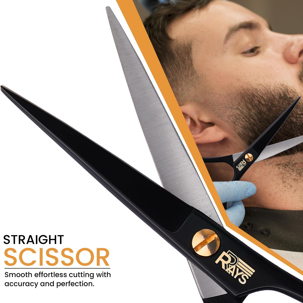 RRAYS 5'' Beard Scissors for Men – German Mustache Scissors with Beard & Mustache Comb – Professional Facial Hair Trimming Kit with Travel Pouch - görsel 5