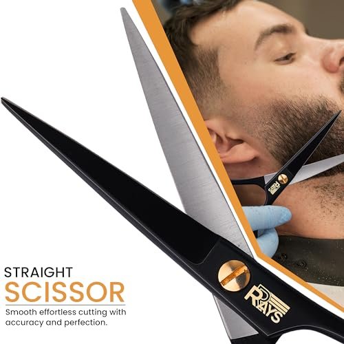 RRAYS 5'' Beard Scissors for Men – German Mustache Scissors with Beard & Mustache Comb – Professional Facial Hair Trimming Kit with Travel Pouch - görsel 6