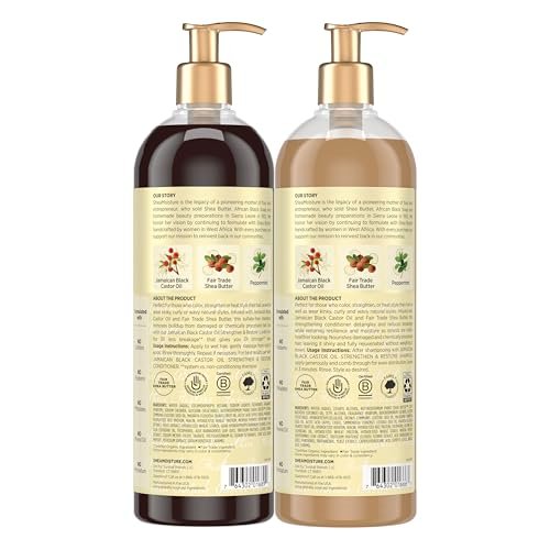 SheaMoisture Strengthen & Restore Shampoo and Conditioner Bundle with Jamaican Black Castor Oil - 2 Pack, 24 oz Each for Dry, Damaged Hair Avelisse