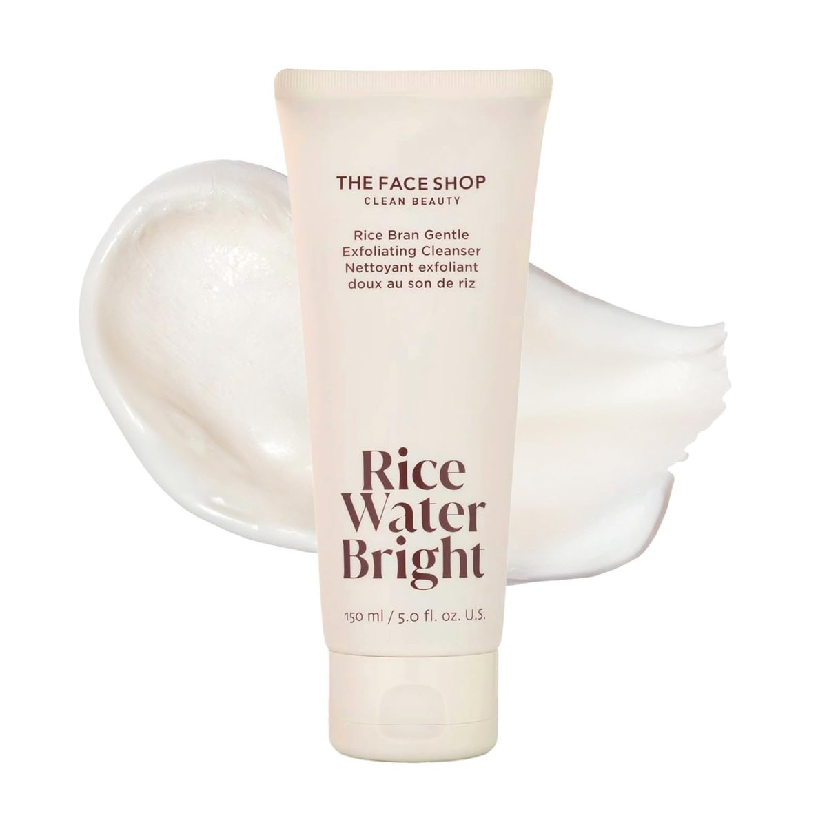 The Face Shop Rice Water Bright Rice Bran Gentle Exfoliating Cleanser - Hydrating, Moisturizing & Brightening Face Wash - Vegan Exfoliating Face Scrub - Korean Skin Care Avelisse