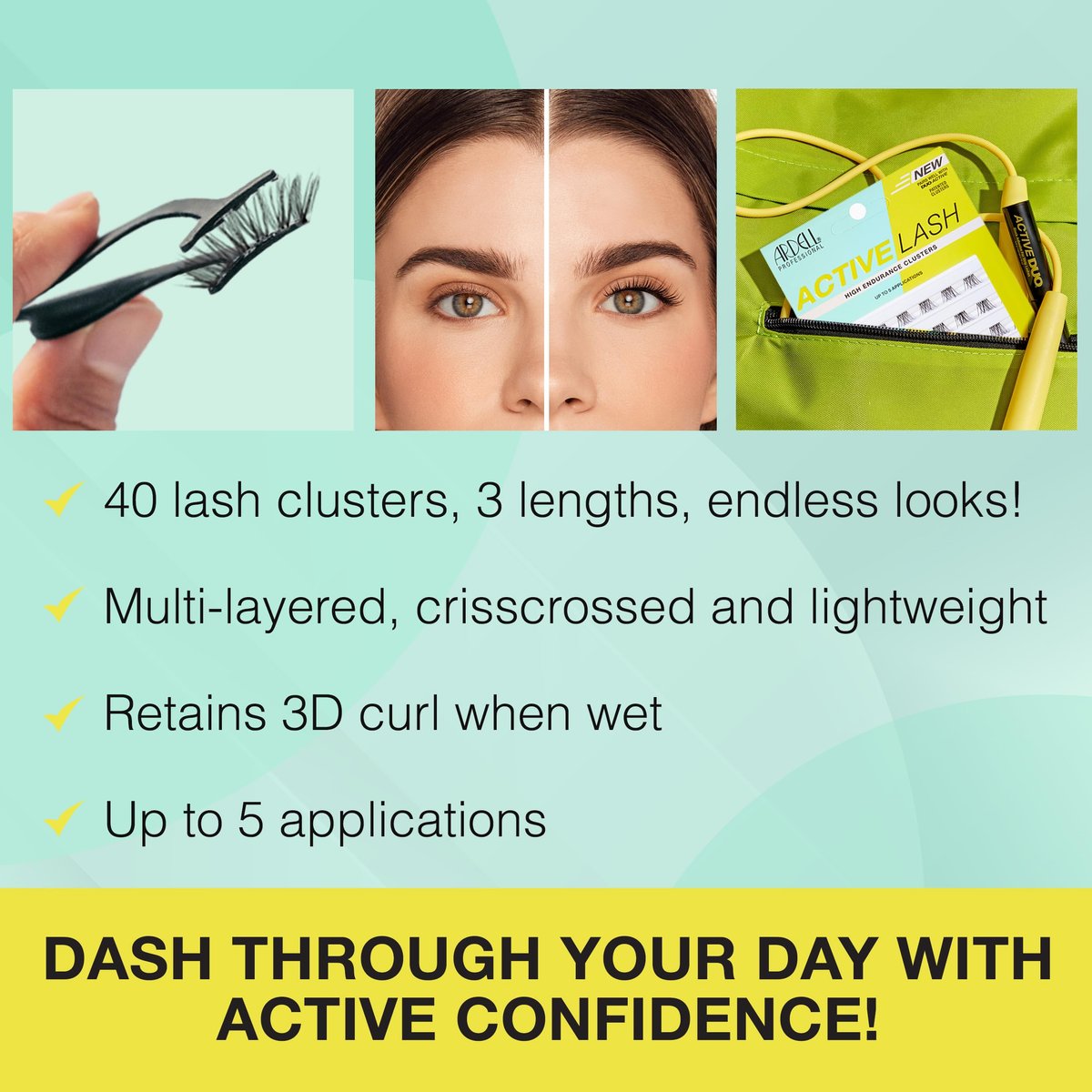 Ardell Active Lash Clusters Dash – Waterproof DIY Eyelash Extensions, Multi-Length Individual Lashes, Reusable, 40 Count Avelisse