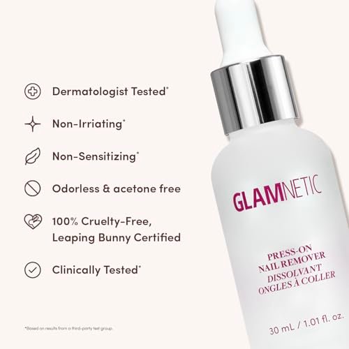 Glamnetic Press On Nail Remover - Odorless, No Acetone, Gentle Serum for Fake Nails - 30 ml/1.01 fl. oz. Avelisse
