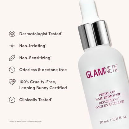 Glamnetic Press On Nail Remover - Odorless, No Acetone, Gentle Serum for Fake Nails - 30 ml/1.01 fl. oz. Avelisse