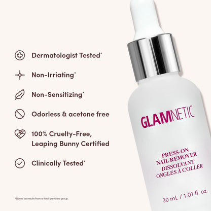 Glamnetic Press On Nail Remover - Odorless, No Acetone, Gentle Serum for Fake Nails - 30 ml/1.01 fl. oz. Avelisse