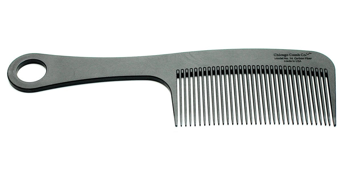 Chicago Comb Model 14 Carbon Fiber Comb - Anti-Static Detangling & Styling Comb for Men and Women, Made in USA, 8.4 Inches Avelisse