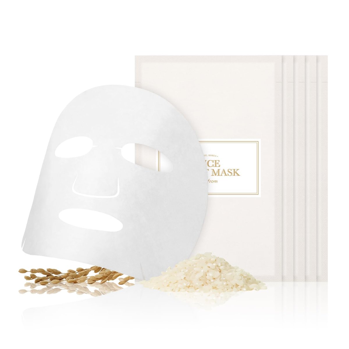 I'm from Rice Sheet Mask Pack of 5 - Korean Face Mask for Dry & Combination Skin, Milky Hydration, Vegan & Biodegradable Avelisse