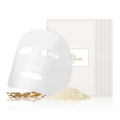I'm from Rice Sheet Mask Pack of 5 - Korean Face Mask for Dry & Combination Skin, Milky Hydration, Vegan & Biodegradable Avelisse