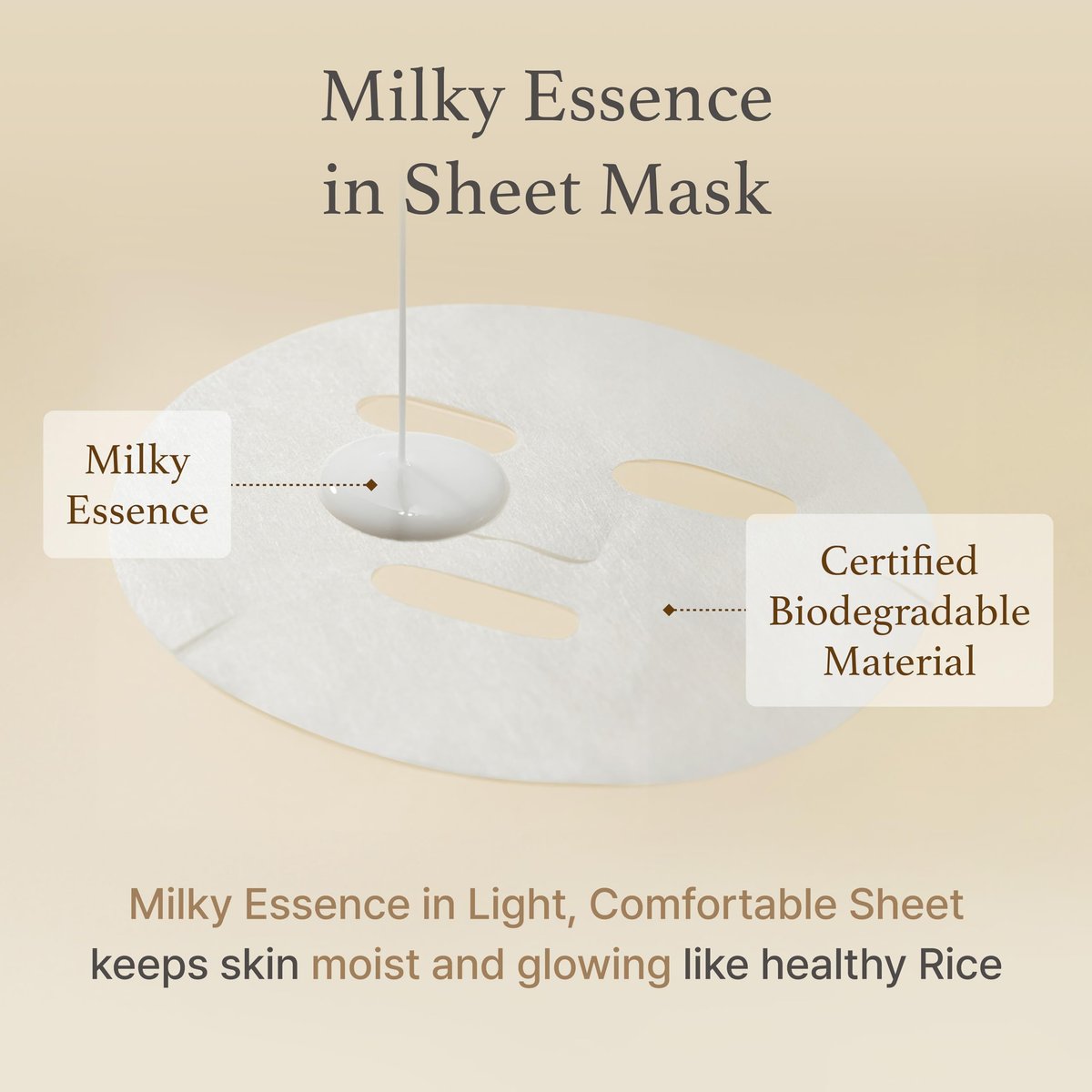 I'm from Rice Sheet Mask Pack of 5 - Korean Face Mask for Dry & Combination Skin, Milky Hydration, Vegan & Biodegradable Avelisse
