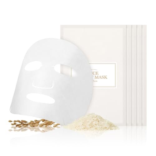 I'm from Rice Sheet Mask Pack of 5 - Korean Face Mask for Dry & Combination Skin, Milky Hydration, Vegan & Biodegradable Avelisse