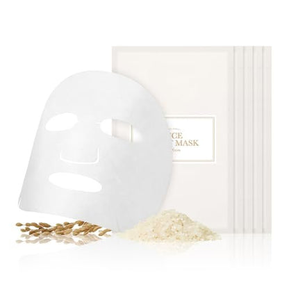 I'm from Rice Sheet Mask Pack of 5 - Korean Face Mask for Dry & Combination Skin, Milky Hydration, Vegan & Biodegradable Avelisse