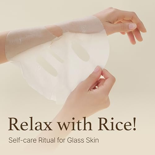 I'm from Rice Sheet Mask Pack of 5 - Korean Face Mask for Dry & Combination Skin, Milky Hydration, Vegan & Biodegradable Avelisse
