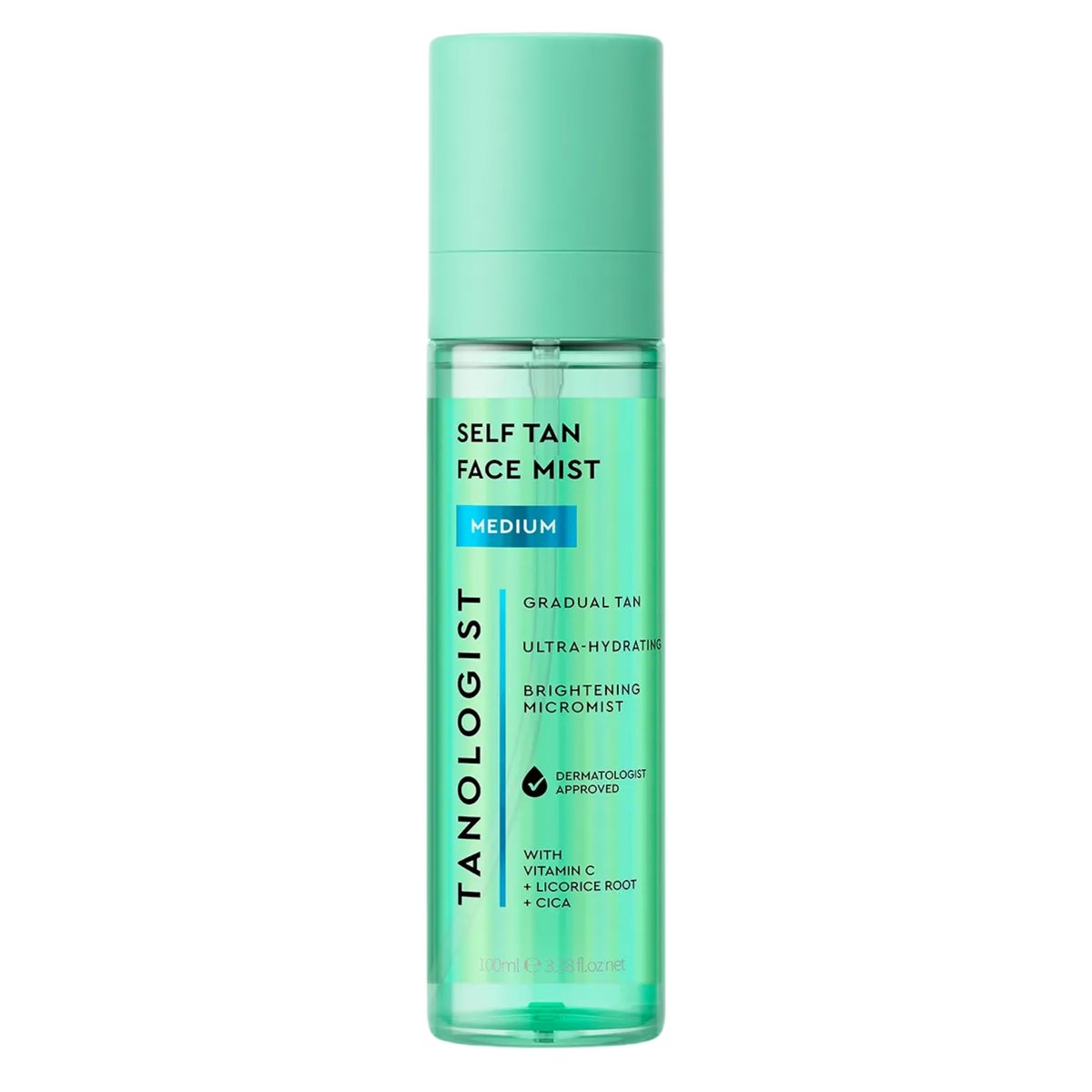 Tanologist Self Tan Face Mist, Medium Shade, Hydrating Tanning Spray, Streak-Free, Radiant Finish, Paraben-Free, No Fake Tan Smell, For All Skin Types, 3.38 fl. oz/100 ml Bottle - görsel 1