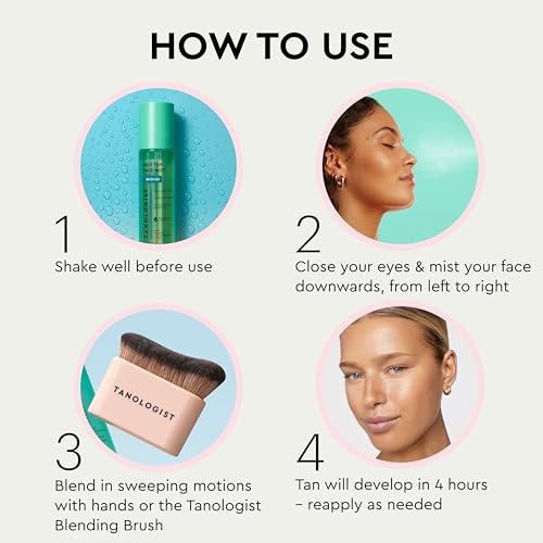 Tanologist Self Tan Face Mist, Medium Shade, Hydrating Tanning Spray, Streak-Free, Radiant Finish, Paraben-Free, No Fake Tan Smell, For All Skin Types, 3.38 fl. oz/100 ml Bottle - görsel 12