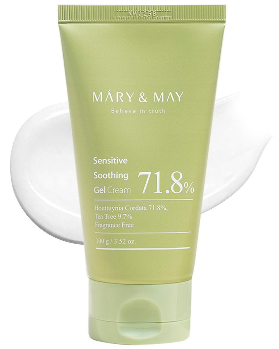 Mary&May Sensitive Soothing Gel Cream - Instant Cooling & Redness Relief, Pore-Tightening Face Moisturizer with Tea Tree & Houttuynia Cordata, 3.52 oz - görsel 1