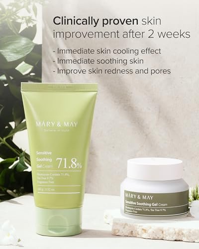 Mary&May Sensitive Soothing Gel Cream - Instant Cooling & Redness Relief, Pore-Tightening Face Moisturizer with Tea Tree & Houttuynia Cordata, 3.52 oz - görsel 8