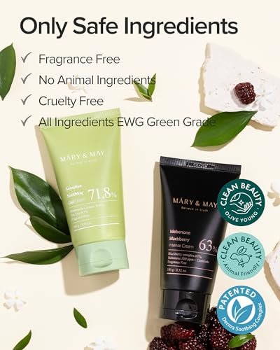 Mary&May Sensitive Soothing Gel Cream - Instant Cooling & Redness Relief, Pore-Tightening Face Moisturizer with Tea Tree & Houttuynia Cordata, 3.52 oz