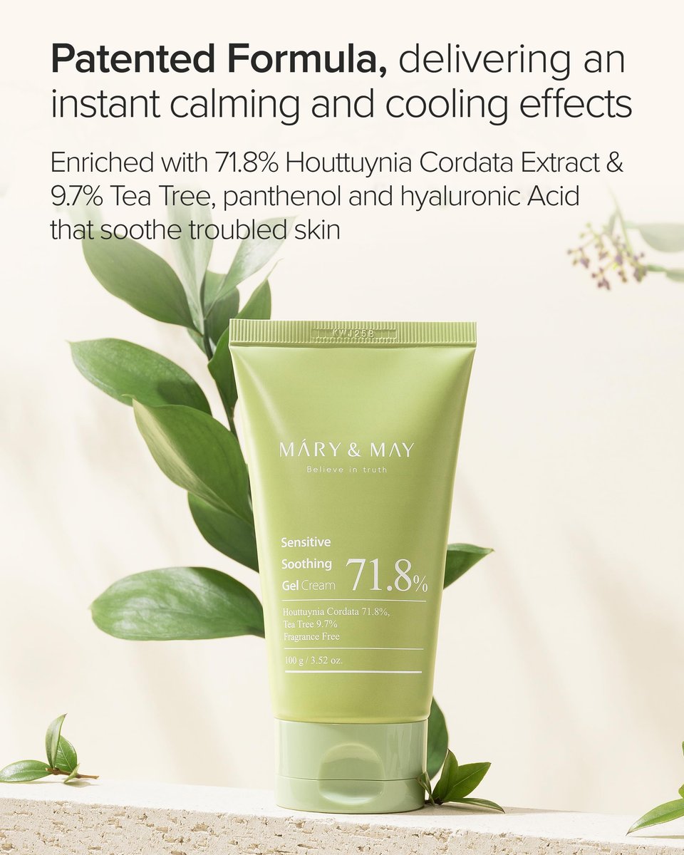 Mary&May Sensitive Soothing Gel Cream - Instant Cooling & Redness Relief, Pore-Tightening Face Moisturizer with Tea Tree & Houttuynia Cordata, 3.52 oz - görsel 5