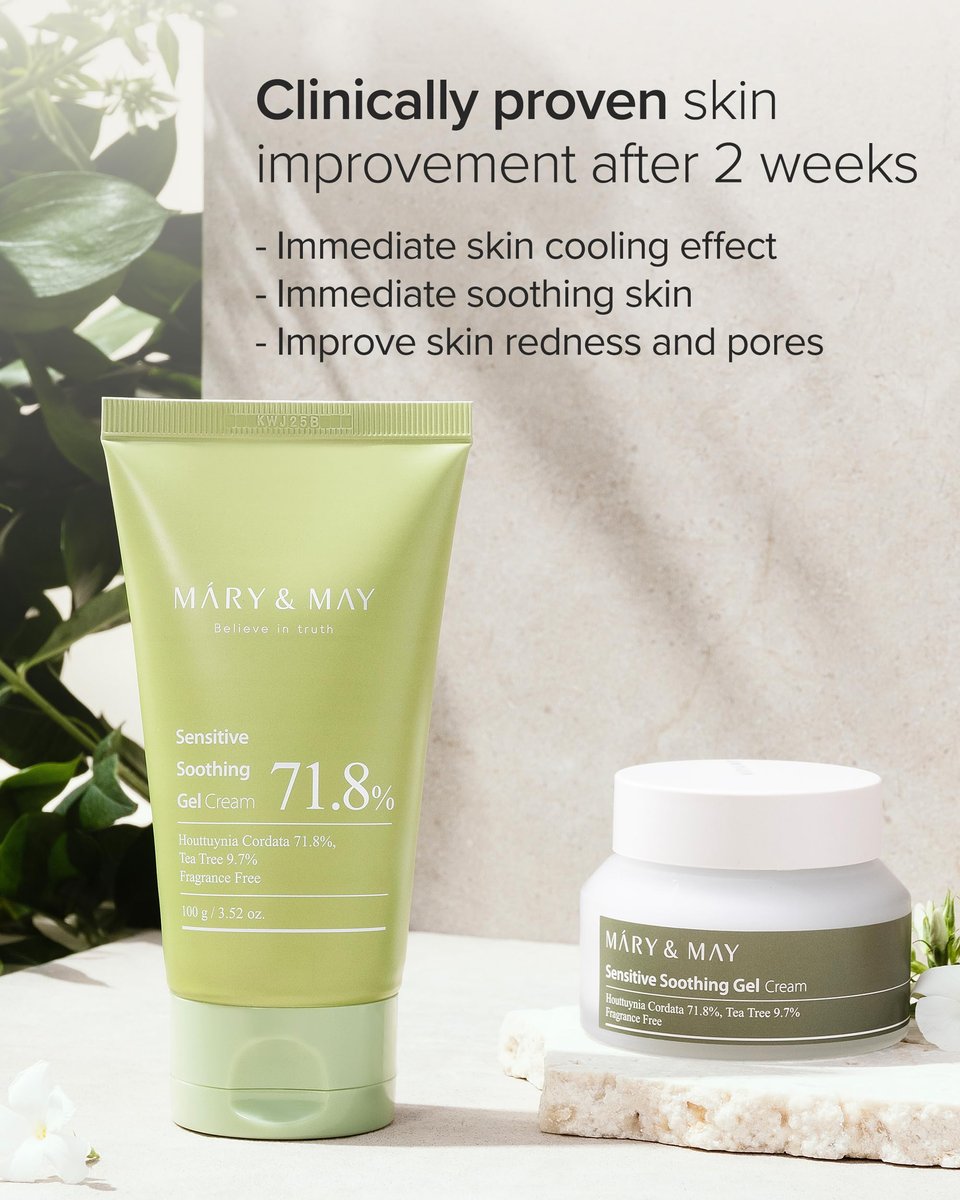 Mary&May Sensitive Soothing Gel Cream - Instant Cooling & Redness Relief, Pore-Tightening Face Moisturizer with Tea Tree & Houttuynia Cordata, 3.52 oz - görsel 7