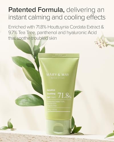 Mary&May Sensitive Soothing Gel Cream - Instant Cooling & Redness Relief, Pore-Tightening Face Moisturizer with Tea Tree & Houttuynia Cordata, 3.52 oz - görsel 6