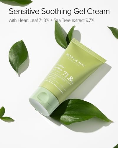 Mary&May Sensitive Soothing Gel Cream - Instant Cooling & Redness Relief, Pore-Tightening Face Moisturizer with Tea Tree & Houttuynia Cordata, 3.52 oz