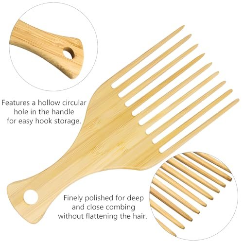2-Piece Bamboo Comb Set for Afro Hair: Natural Anti-Static Picks for Curly, Thick Hair, Eco-Friendly Styling and Detangling Solution for Men and Women - görsel 8
