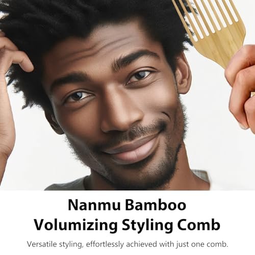 2-Piece Bamboo Comb Set for Afro Hair: Natural Anti-Static Picks for Curly, Thick Hair, Eco-Friendly Styling and Detangling Solution for Men and Women - görsel 4