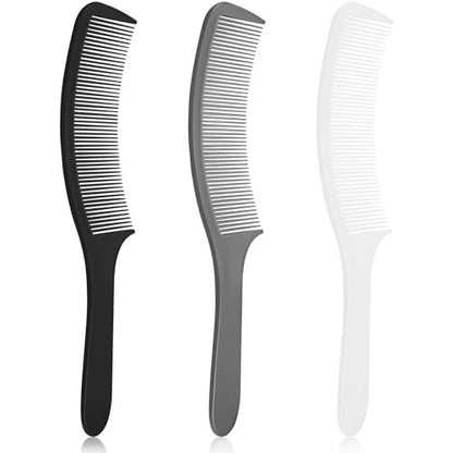 3-Piece Curved Barber Clipper Comb Set - Black, White, Grey - Ergonomic Flat Top Design for Professional Haircuts Avelisse