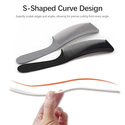 3-Piece Curved Barber Clipper Comb Set - Black, White, Grey - Ergonomic Flat Top Design for Professional Haircuts Avelisse